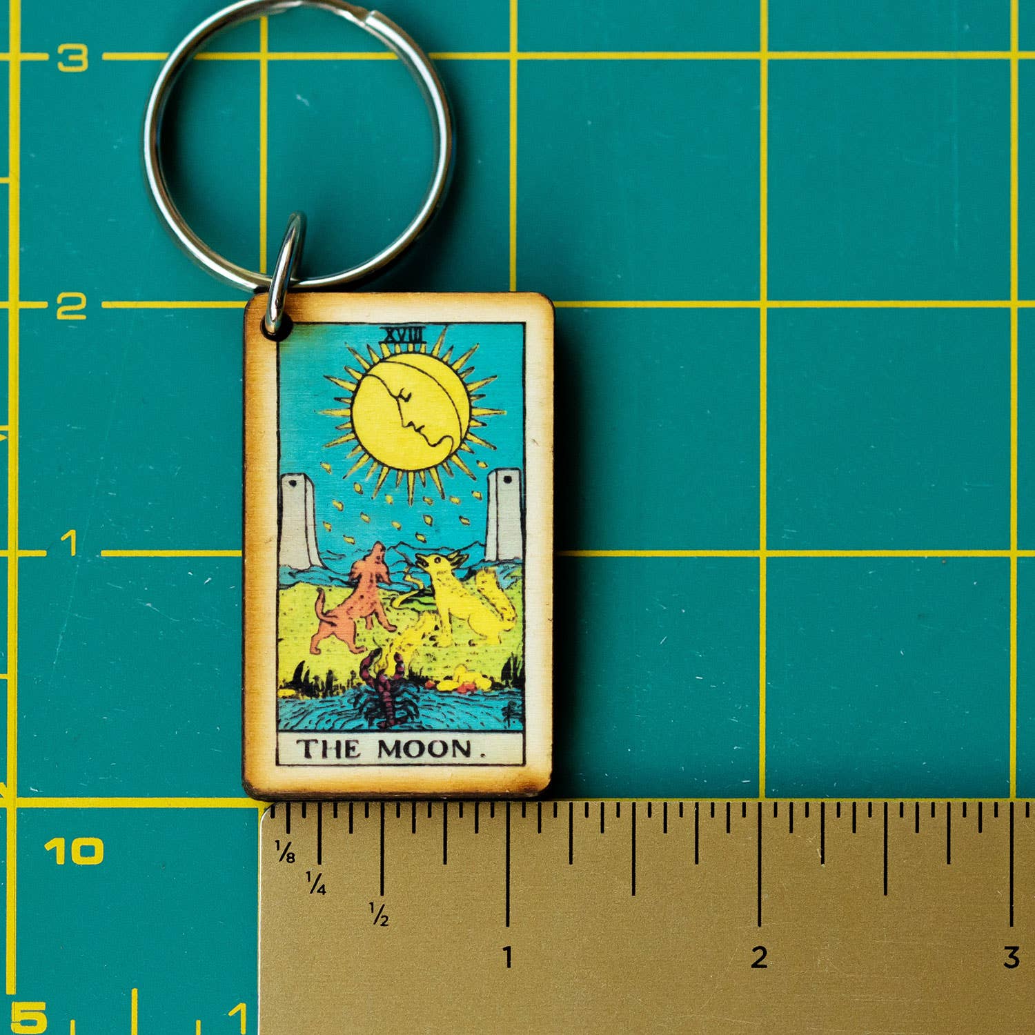 Most Amazing - Wholesale Keychain - Unisex - Tarot - 18 - The Moon Full Color Wooden Keychain2