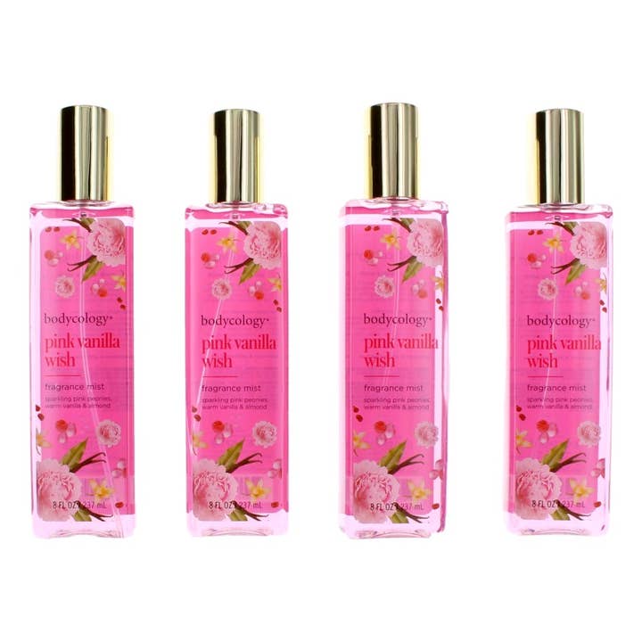 Bodycology Pink Vanilla Wish Fragrance Mist 4 Pack 8 oz for wholesale by Myco Essentials, LLC