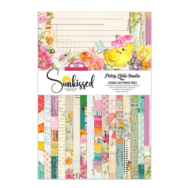 Pretty Little Studio - Wholesale Scrapbook - Sun Kissed Ledger 6x9 Single Sided Paper Pack - 16 sheets - Sunkissed Collection