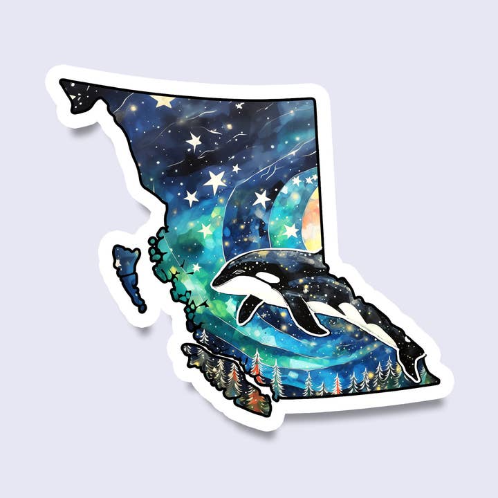 British Columbia natthimmel orca klistermärke för wholesale av Prickly Cactus Collage