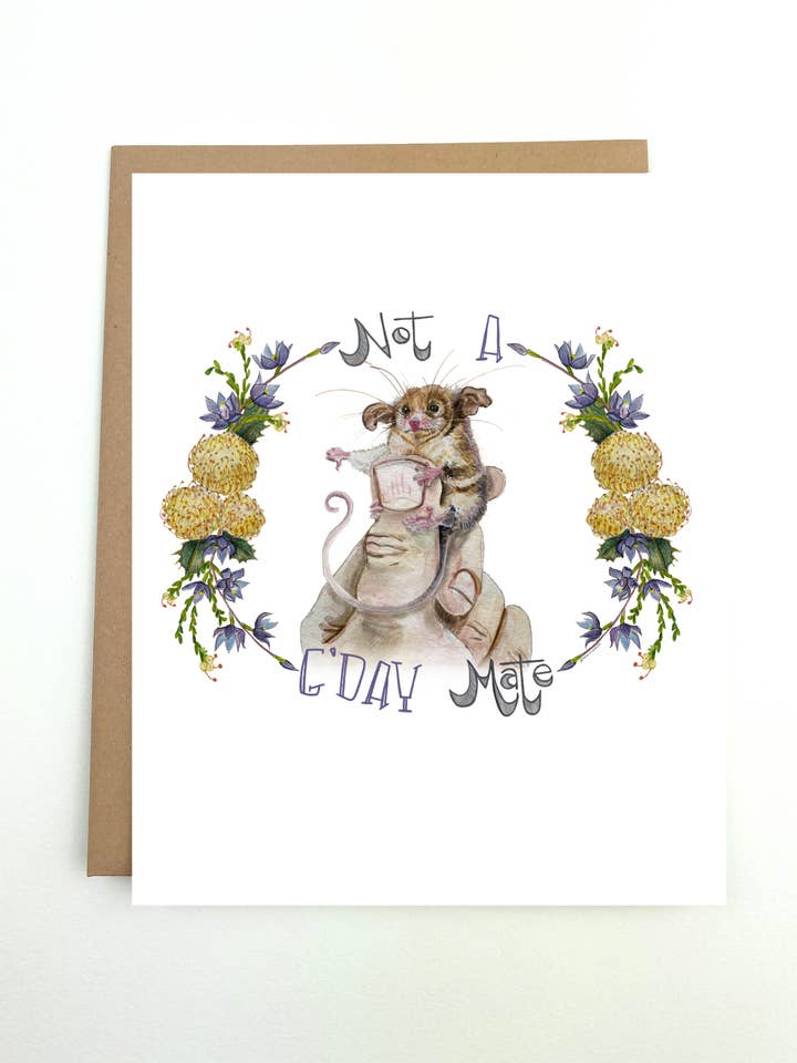 Not a G'Day Mate Greeting Card for wholesale by Wurm Wares