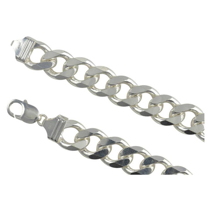 Sterling Silver Curb 400 15mm armbandskedja Italien Solid .925 Herrsmycken för wholesale av Select Lines