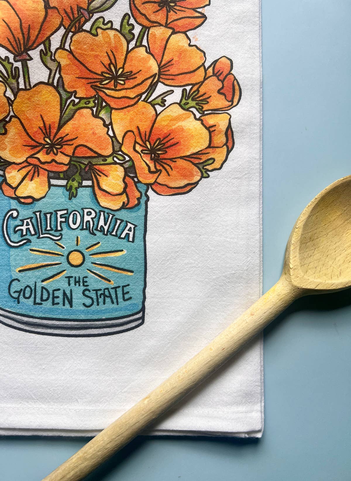 Brenna Daugherty Illustration - Wholesale Tea Towel - California Poppies Flour Sack Tea Towel3