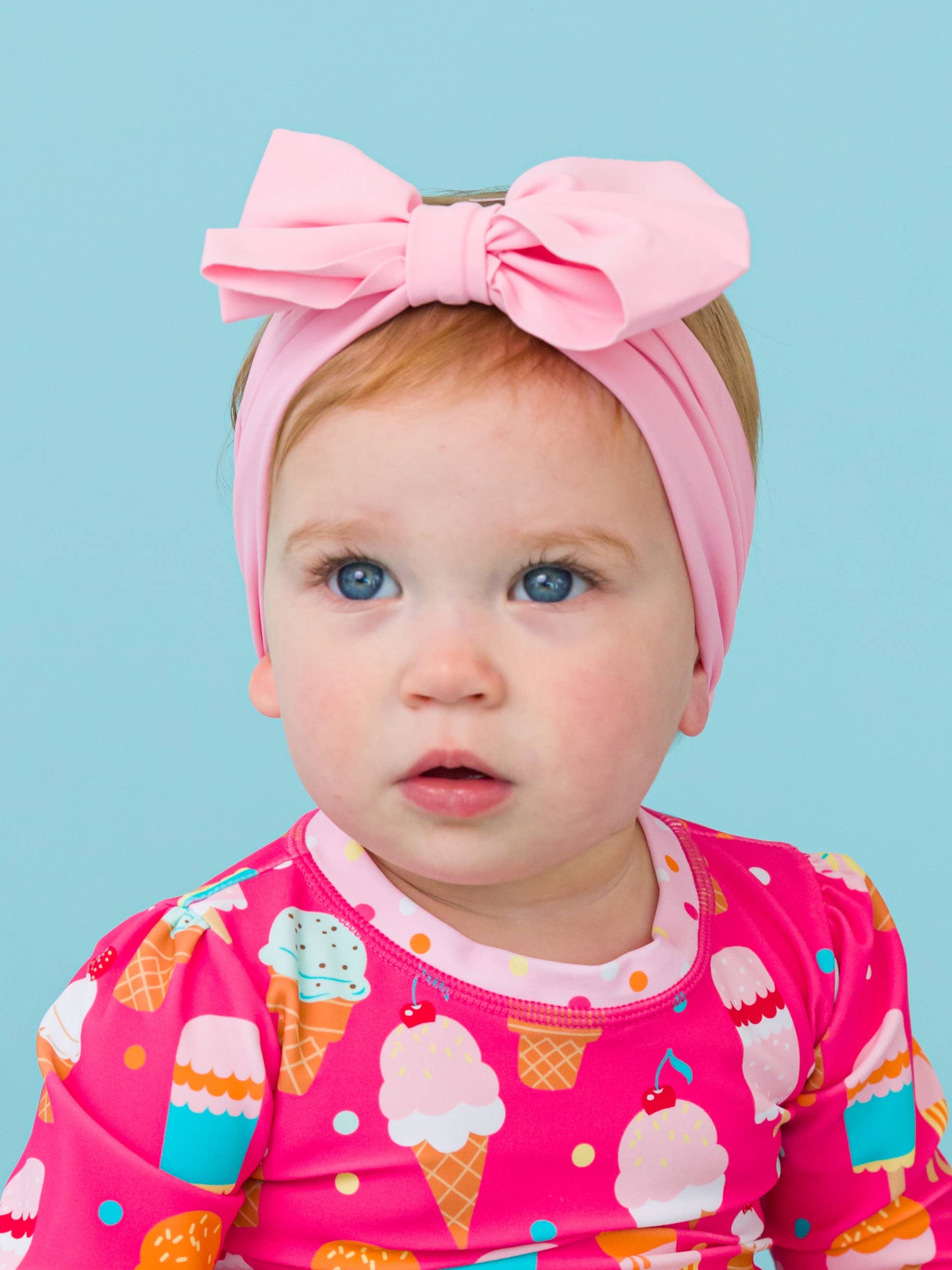 RuffleButts + RuggedButts - Wholesale Fashion Headband - Kids - Girls Pink Swim + Active Bow Headband1