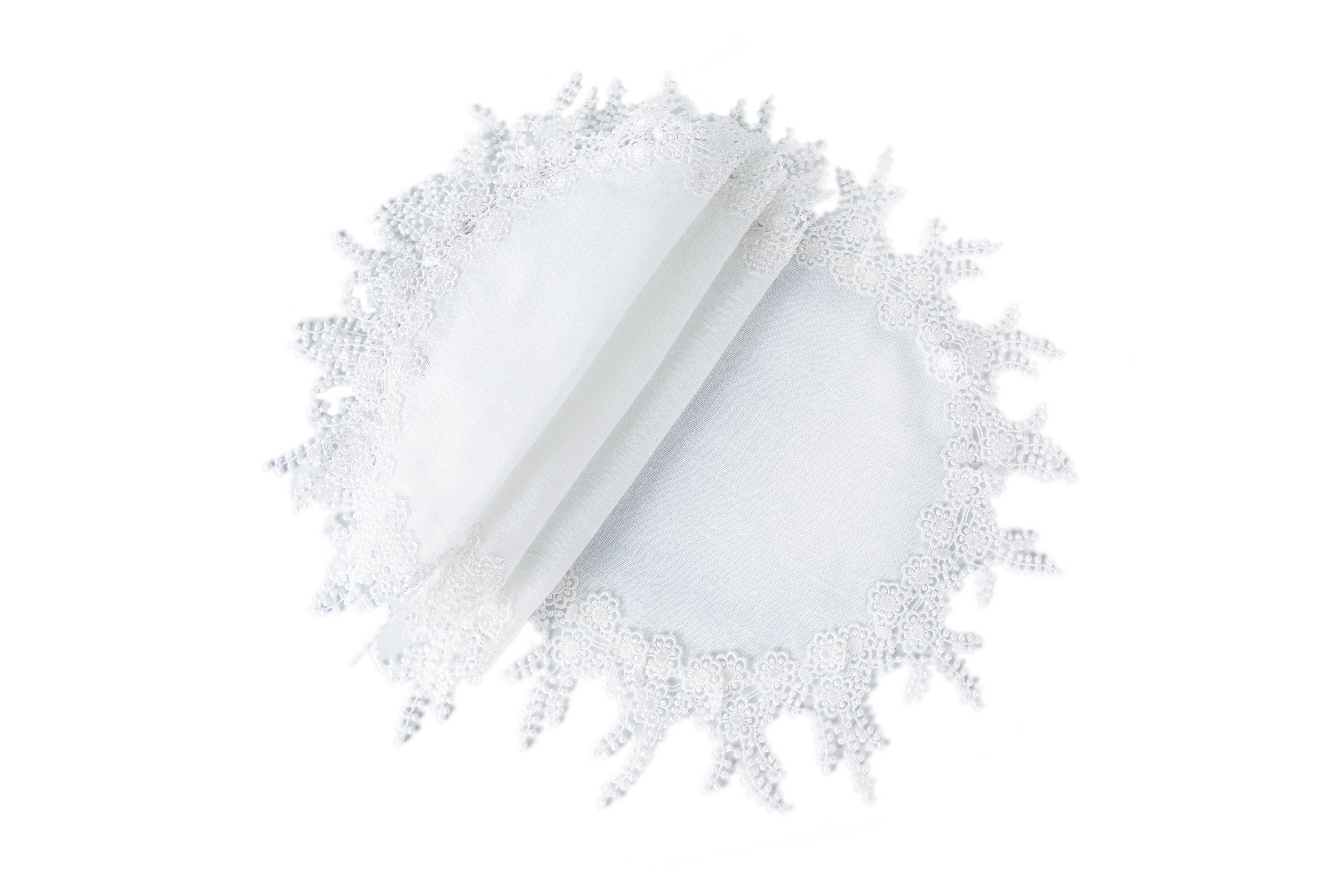 Xia Home Fashions & Manor Luxe – wholesale Placemat – 16" Floral Garden Lace Trim Round Placemats - Set of 40