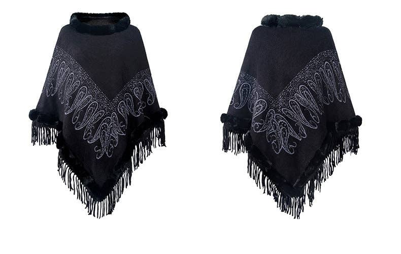 Ole - Wholesale Cape - Women's - Collar Pullover Tassel Cape S02146
