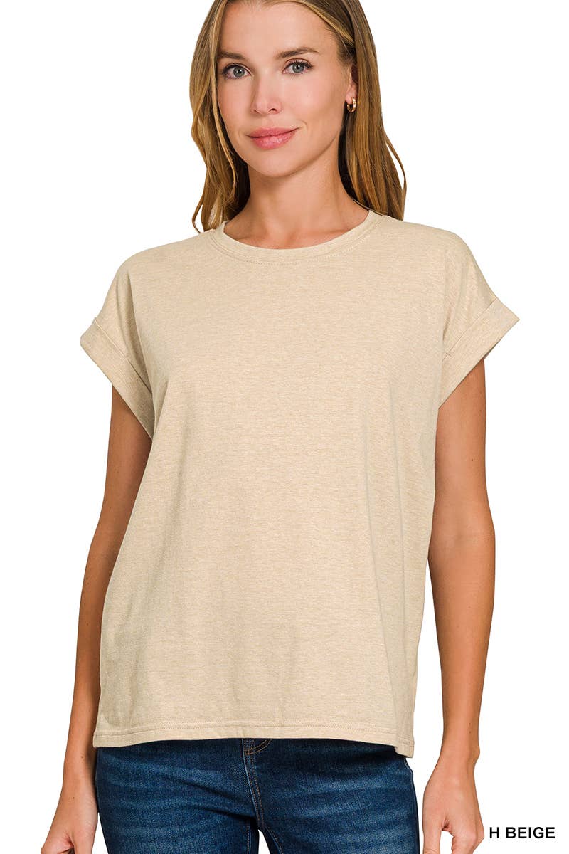 42POPS - Wholesale T-Shirt - Women's - `.Round Neck Folded Short Sleeve T Shirt13