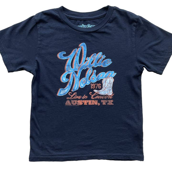 Willie Nelson 1976 Tee - Black for wholesale by Rowdy Sprout