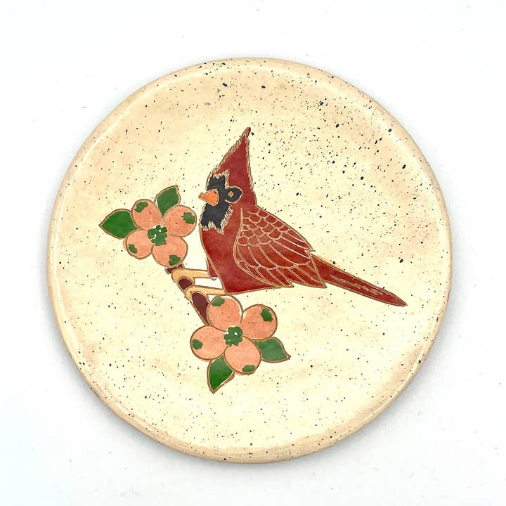 Spring Cardinal Ceramic Ring Dish for wholesale by Women of the Cloud Forest