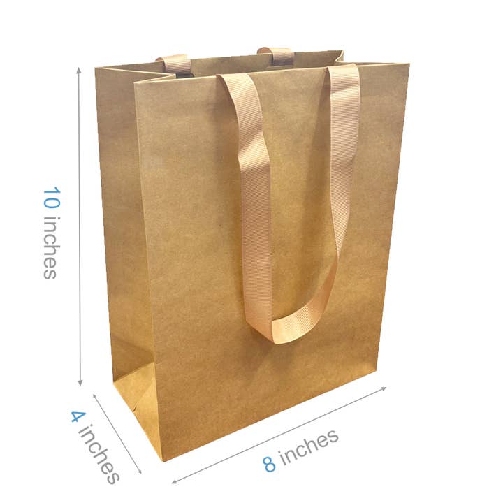 Kis Paper - Wholesale Gift Bag - Contour Luxe 8x4x10 Kraft Paper Bags Brown Handle0