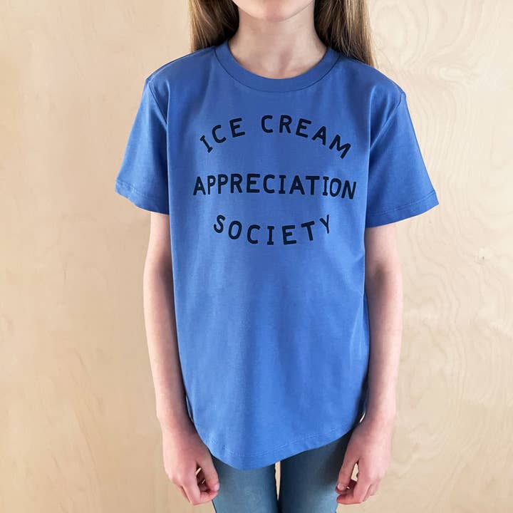 Alphabet Bags - Wholesale Screen Printed T-Shirt - Kids - Ice Cream Appreciation Society - Kid's T-shirt - Blue2