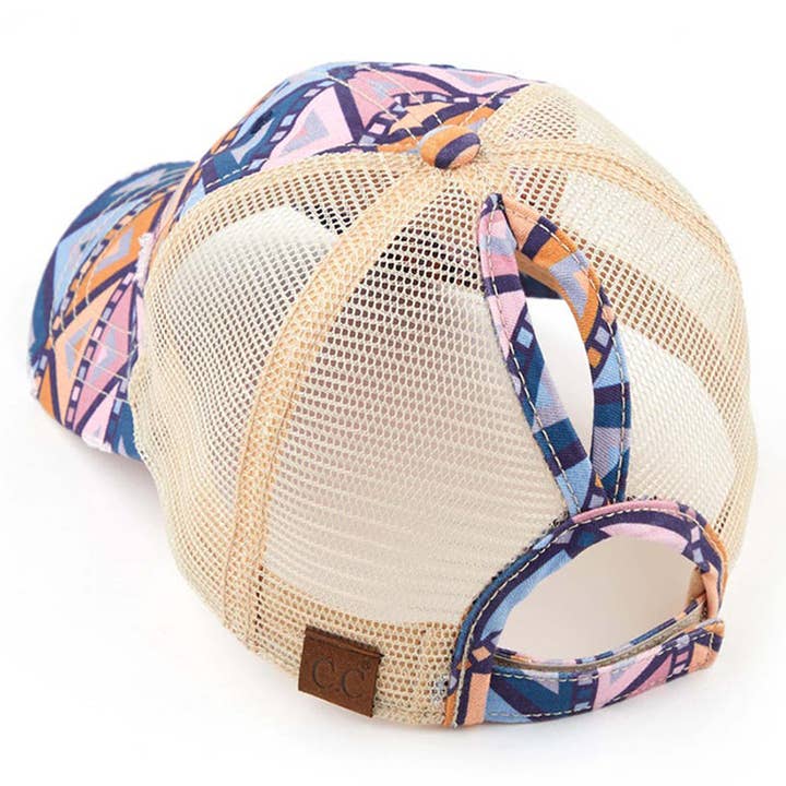 Hana - Wholesale Ponytail Cap - Women's - C.C Aztec Pattern Mesh Back Ponytail Baseball Cap6