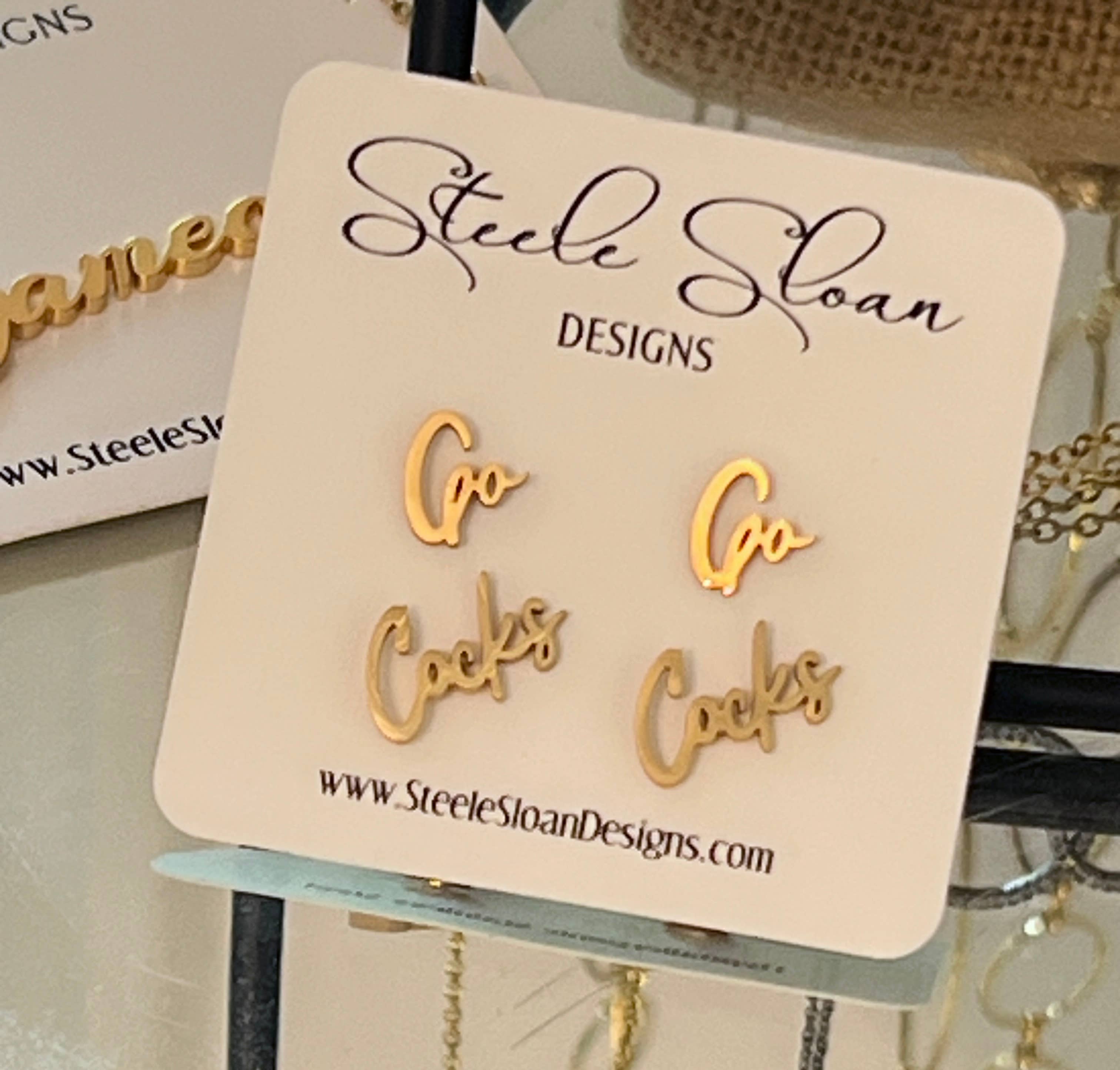 Steele Sloan Designs - Wholesale Stud/Post Earrings - NEW University of South Carolina Gamecocks Go Cocks Earrings1