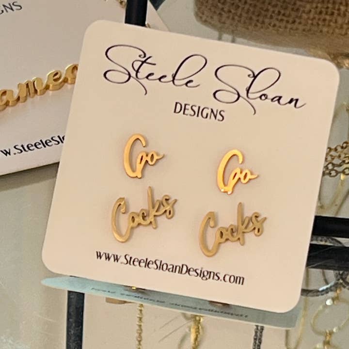 Steele Sloan Designs - Wholesale Stud/Post Earrings - NEW University of South Carolina Gamecocks Go Cocks Earrings1