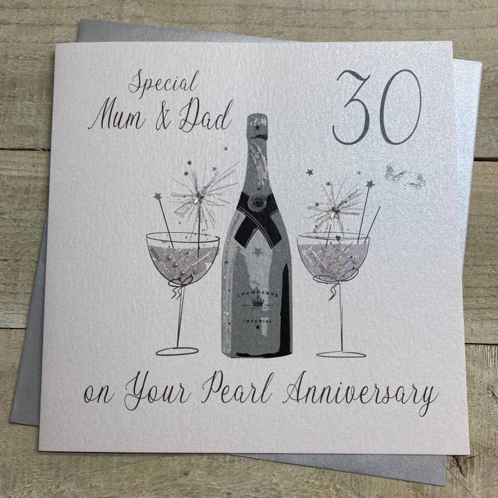 30 - Carte d'anniversaire de mariage pour maman et papa (DAA30-M) pour la vente par White Cotton Cards