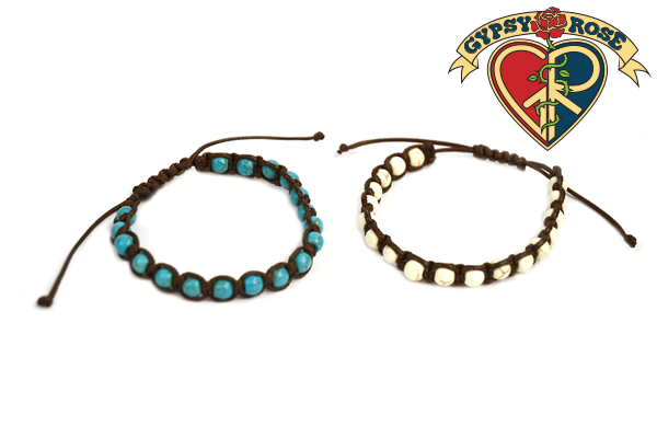 Gypsy Rose - Wholesale Beaded Bracelet - 6mm Howlite Bead Macrame Bracelet0