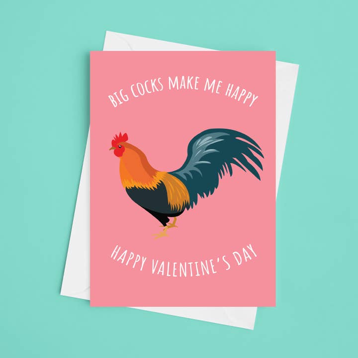 Carte de Saint-Valentin Big Cocks Make Me Happy Valentines 5 x 7 pour la vente par Laura Lonsdale