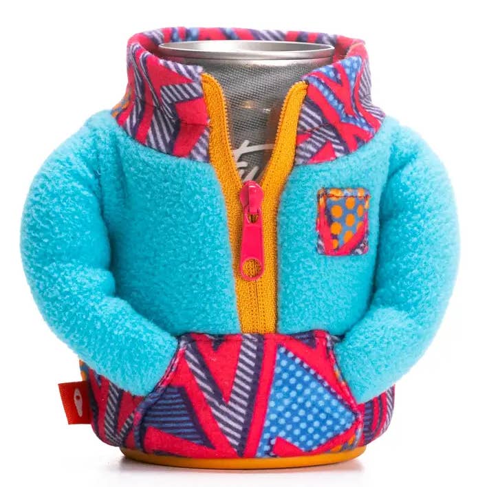 Insulated 12 oz Can Cooler - The Fleece - Totally Teal for wholesale by Puffin Drinkwear