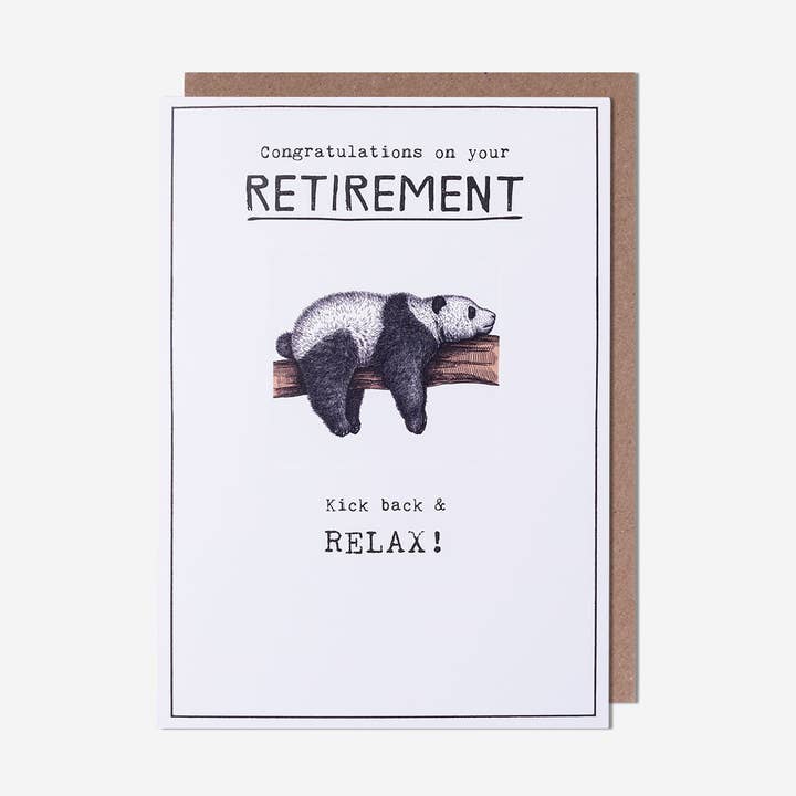 Panda You'Re Retiring Card for wholesale by Pigment Productions Ltd