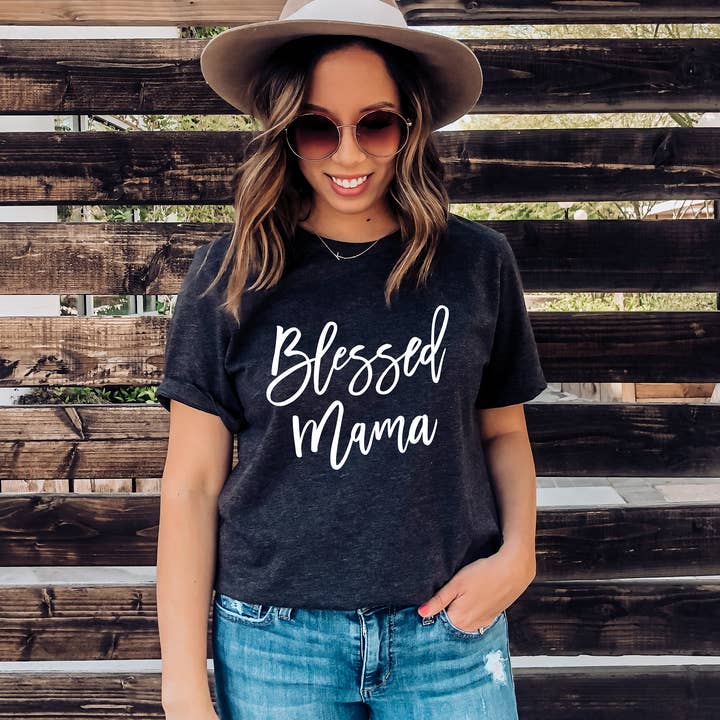 Zoe Creative Co - Wholesale Screen Printed T-Shirt - Women's - Blessed Mama Shirt Mom Life T-Shirt Mother's Day Mommy Tee16
