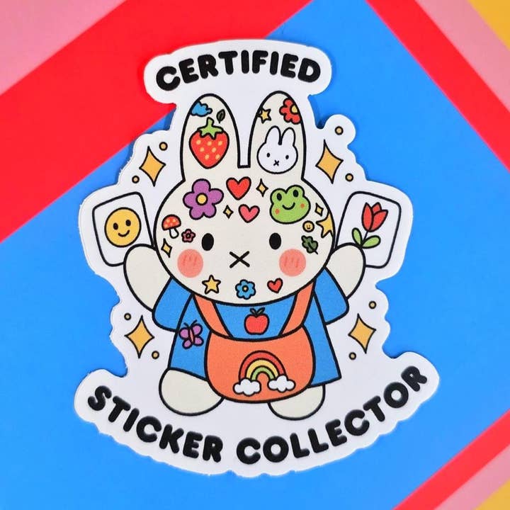 Sticker Collector Bunny Vinyl - Cute Waterproof Die Cut for wholesale by Cuddle & Doodle
