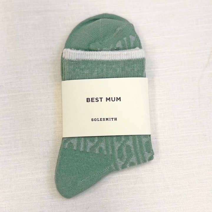 Best Mum Green Cable Knit Cotton Socks for wholesale by Solesmith