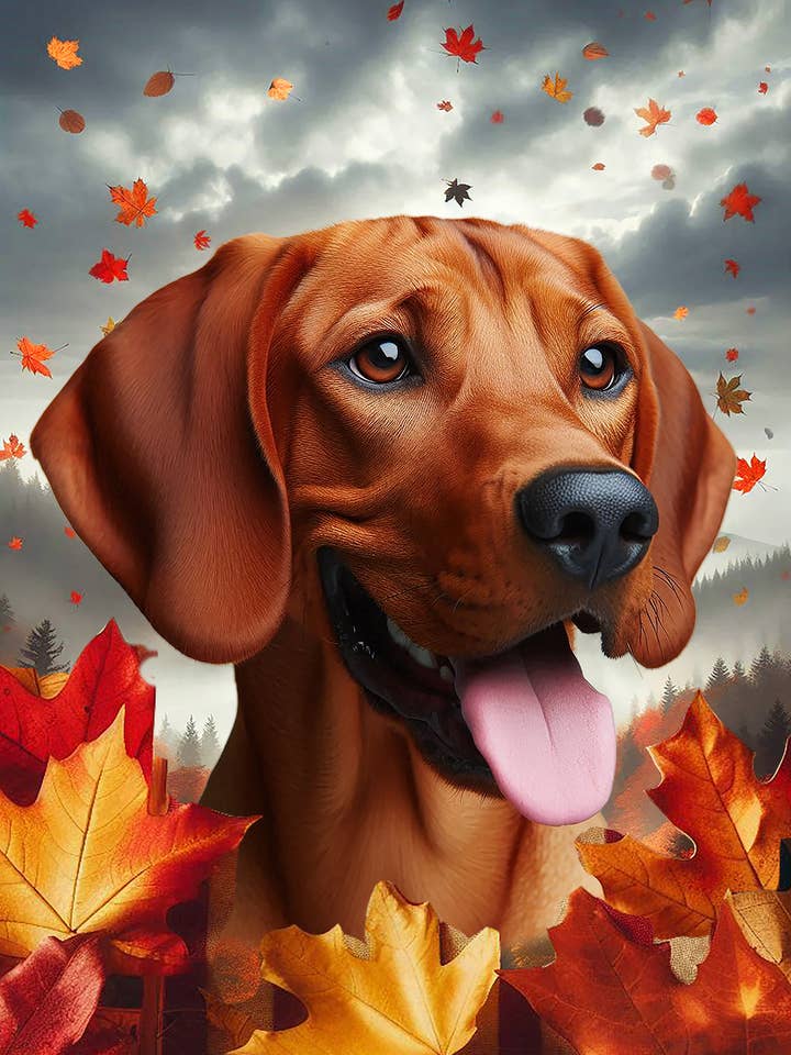 Red Bone Coonhound - Best of Breed Fall Leaves House Flag for wholesale by Best of Breed Products