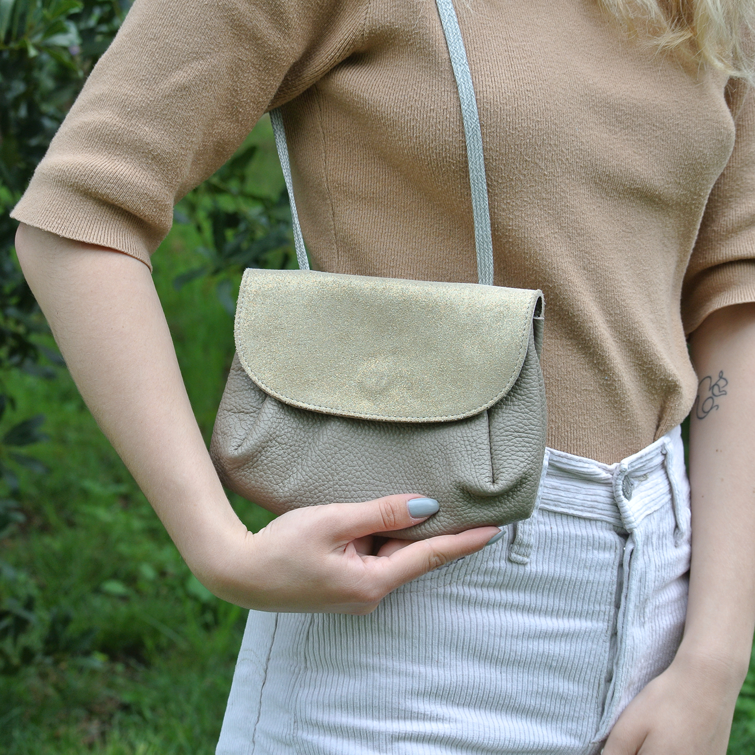 La cartablière - Vente Sac à bandoulière – femme - Petit Sac Accordéon en cuir pailleté0