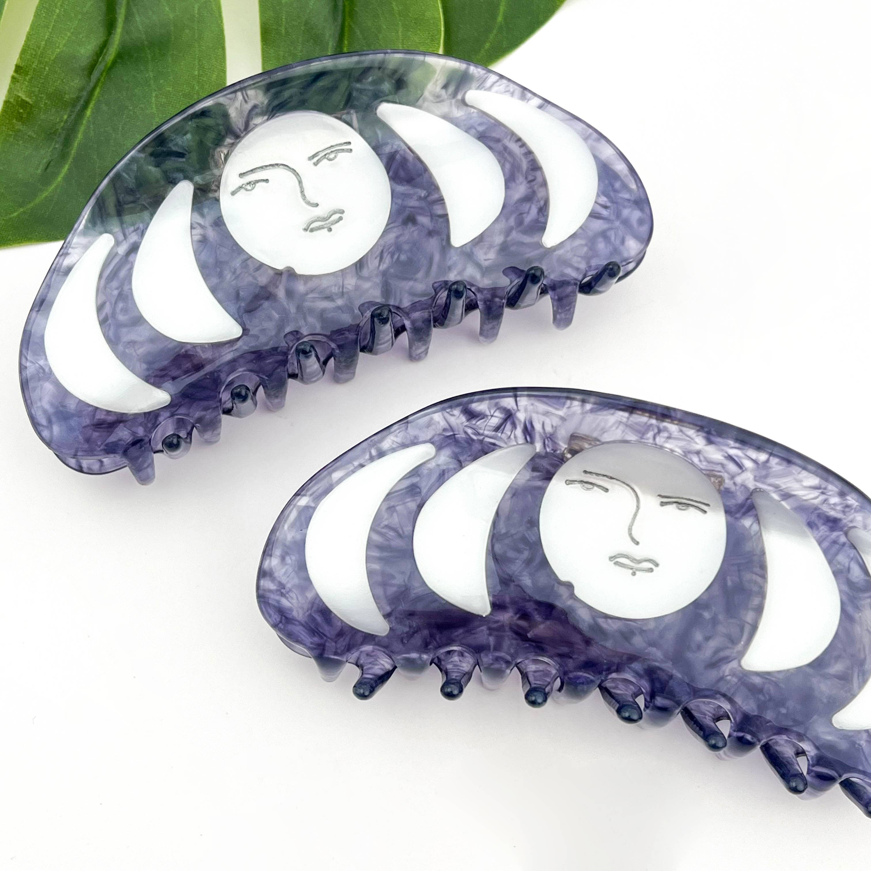 TheDivaSoap - Wholesale Hair Clip - Women's - Blue Acetate Half-Moon Hair Claw2