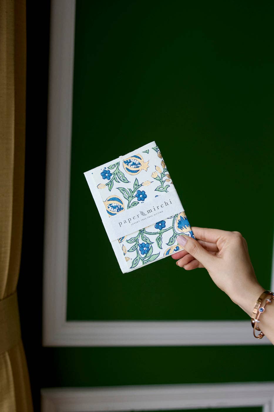 Paper Mirchi - Vendita all'ingrosso Biglietti di auguri generici - Biglietto di auguri stampato a blocchi a mano - Melagrana indaco1