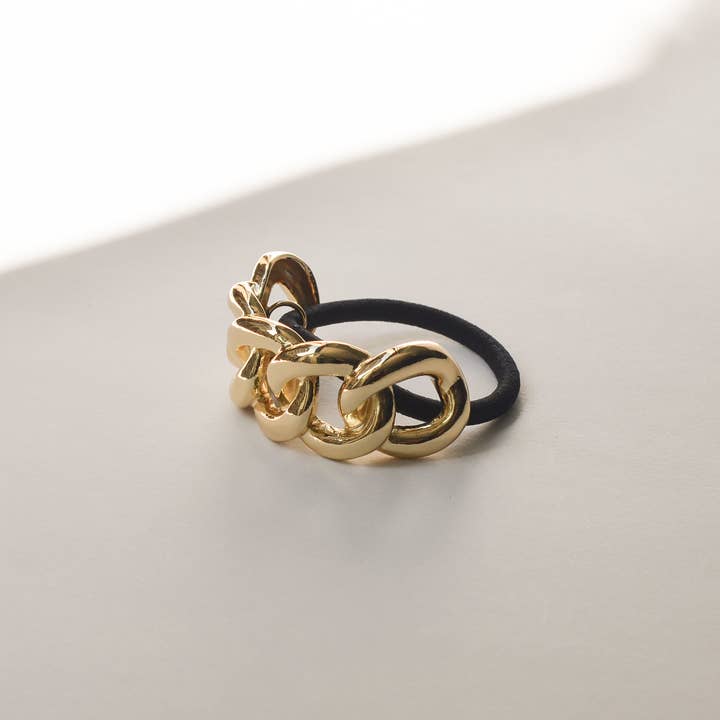 nar'sha - Wholesale Hair Tie - Chain Metal Ponytail Cuff Hair Tie | Gold