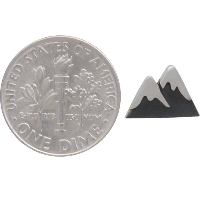 Nina Designs - Wholesale Stud/Post Earrings - Silver or Bronze Snow Cap Mountain Post Earrings 7x11mm