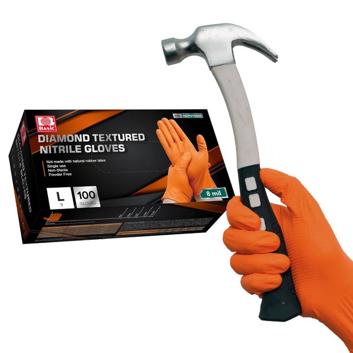CLW Distributors INC - Venta al por mayor Guantes de limpieza - Guantes desechables de nitrilo de 8 mil con textura de diamante 100/caja