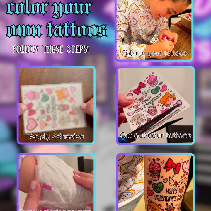 Itty Bits Designs - Wholesale Temporary Tattoo - Kids - Color Your Own Temporary Tattoos - Cats & Dogs