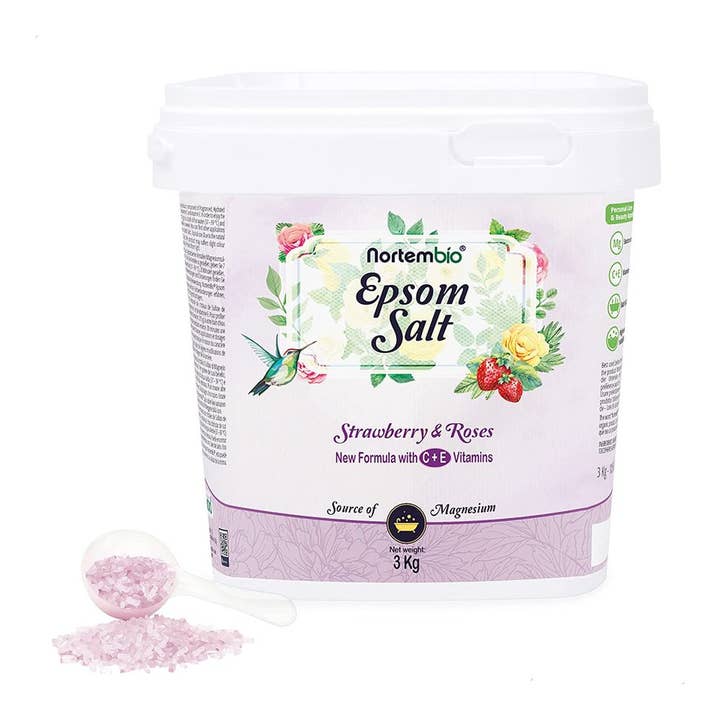 NORTEM BIOTECHNOLOGY GROUP - Wholesale Bath Salts - Epsom Salt 3 Kg. 100% Strawberry and Rose Fragrance