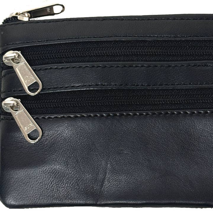 Porte-monnaie unisexe à fermeture éclair en cuir véritable #8019 pour la vente par IGI CANADA