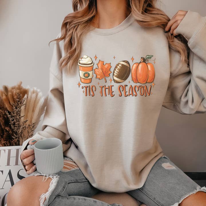 Tis The Season Latte Herbstblatt Kürbis Herbst Sweatshirt für den Großhandel von MELODY FAYE