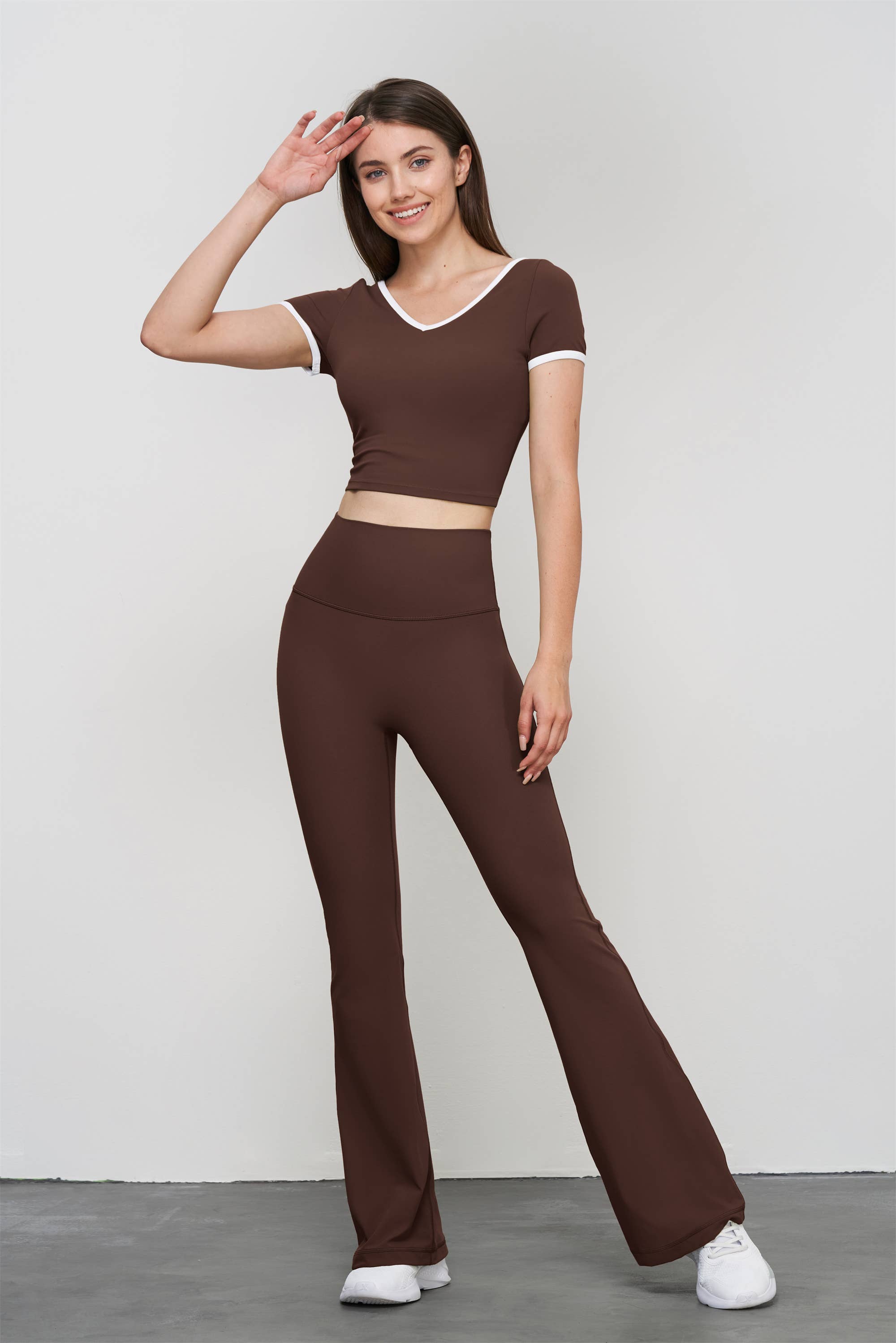 91thelabel - Vente Pantalon de sport – femme - Pantalon de yoga taille haute évasé sculptant Athena17