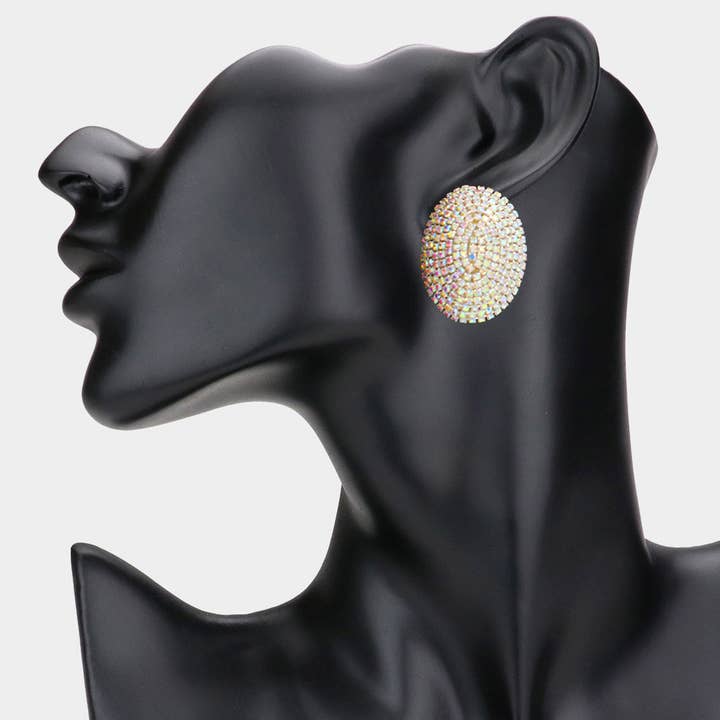 Bling Studded Oval Evening Earrings for wholesale by Sensibling Corp.