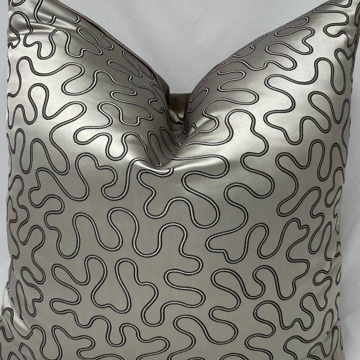 StyleUp - Wholesale Throw Pillow Cover - The Bradshaw Collection Greige Satin Woven 24” Pillow Case