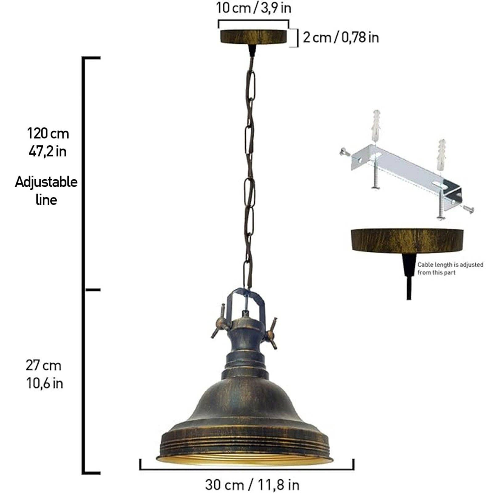 REMOVED BRAND – wholesale Chandelier/hanging light – Ulmete Industrial Set x2 Pendant Light, Metal, E26, 11.8"7