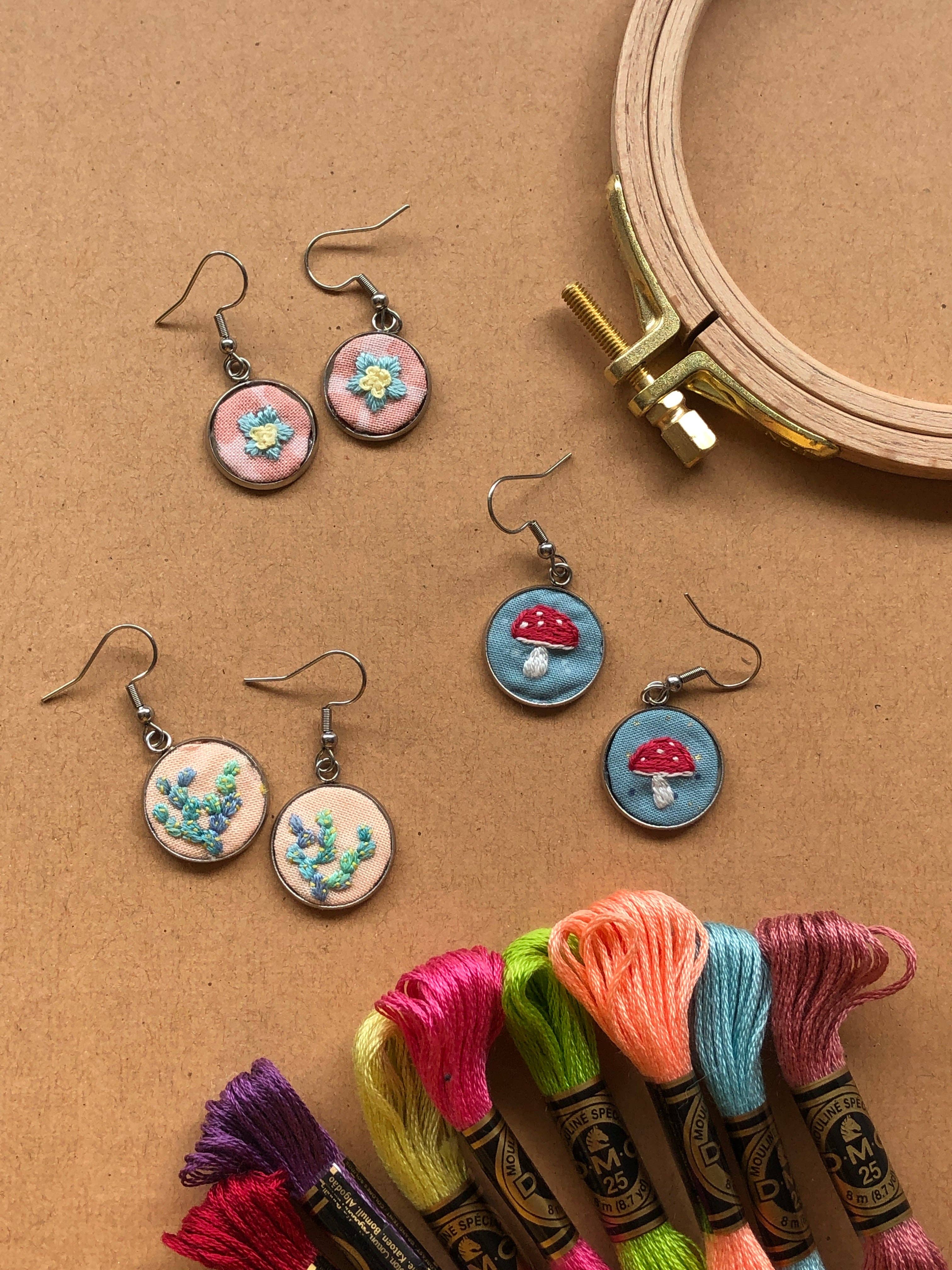 MCreativeJ - Wholesale Embroidery/Cross Stitch Supplies - Embroidered Earrings - Embroidery Kits for Beginners6