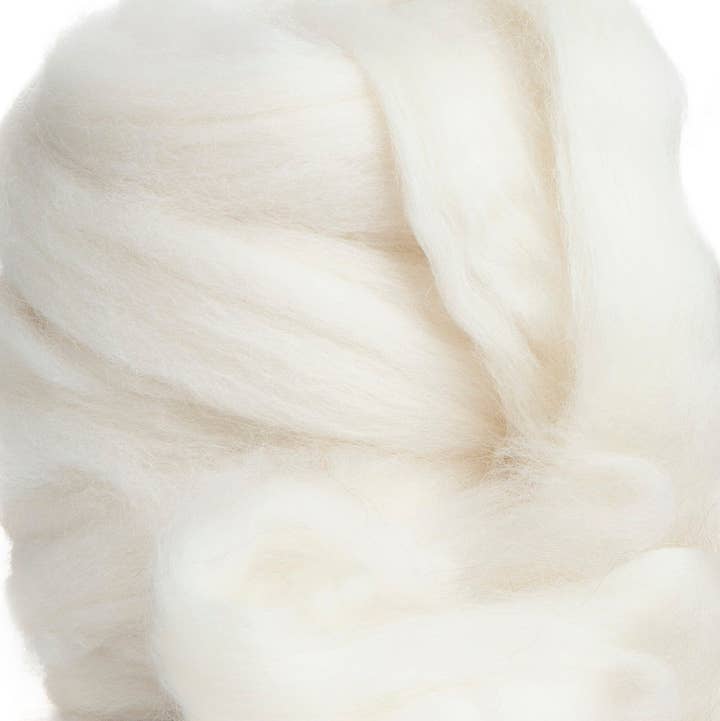 Corriedale Wool Roving Top, Natural Ecru White, 8 ounces for wholesale by Desert Breeze Distributing