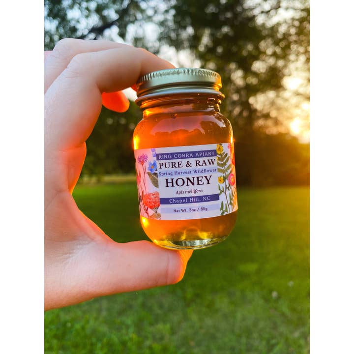 King Cobra Apiary Honey - Wholesale Honey - North Carolina Local Honey - 3 oz Glass Jar - Raw Wildflower2