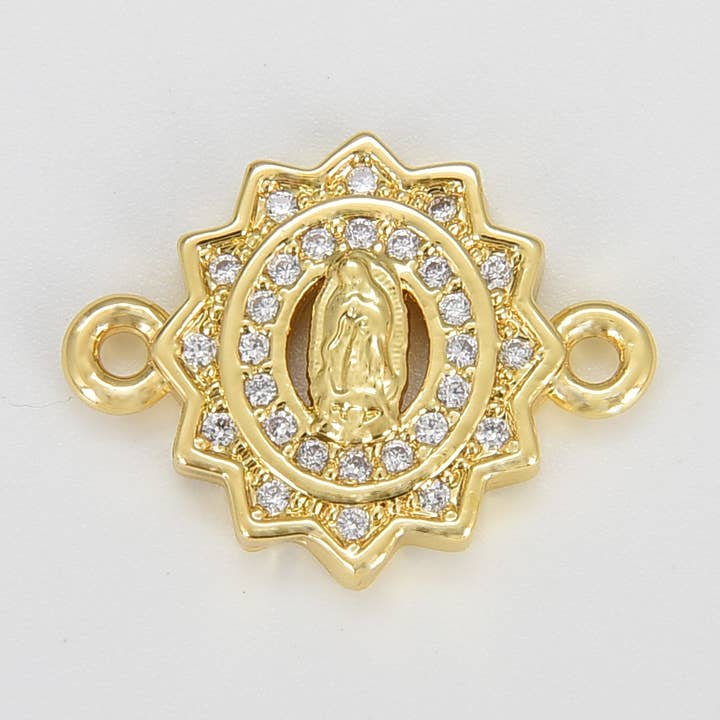 Vergoldeter Virgin Mary Micro Pave-Stecker CN429 für den Großhandel von Beads Creation
