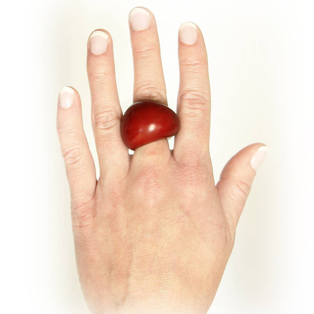 Muichic Natural Jewelry - Venta al por mayor Anillos grandes/de cóctel - Anillo de tagua grueso hecho a mano de comercio justo8