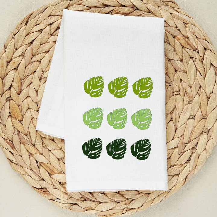 Toalha de chá Monstera9 pinte a sua deva por atacado de Green Stitches