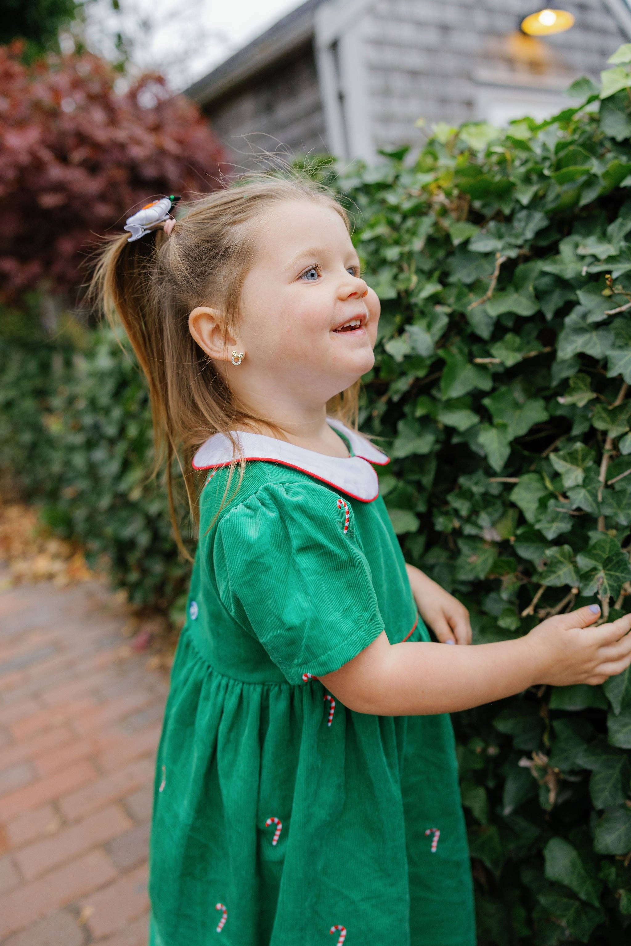 Piping Prints - Venta al por mayor Vestido - Niños - Vestido de Pana Verde con Bastones de Caramelo1