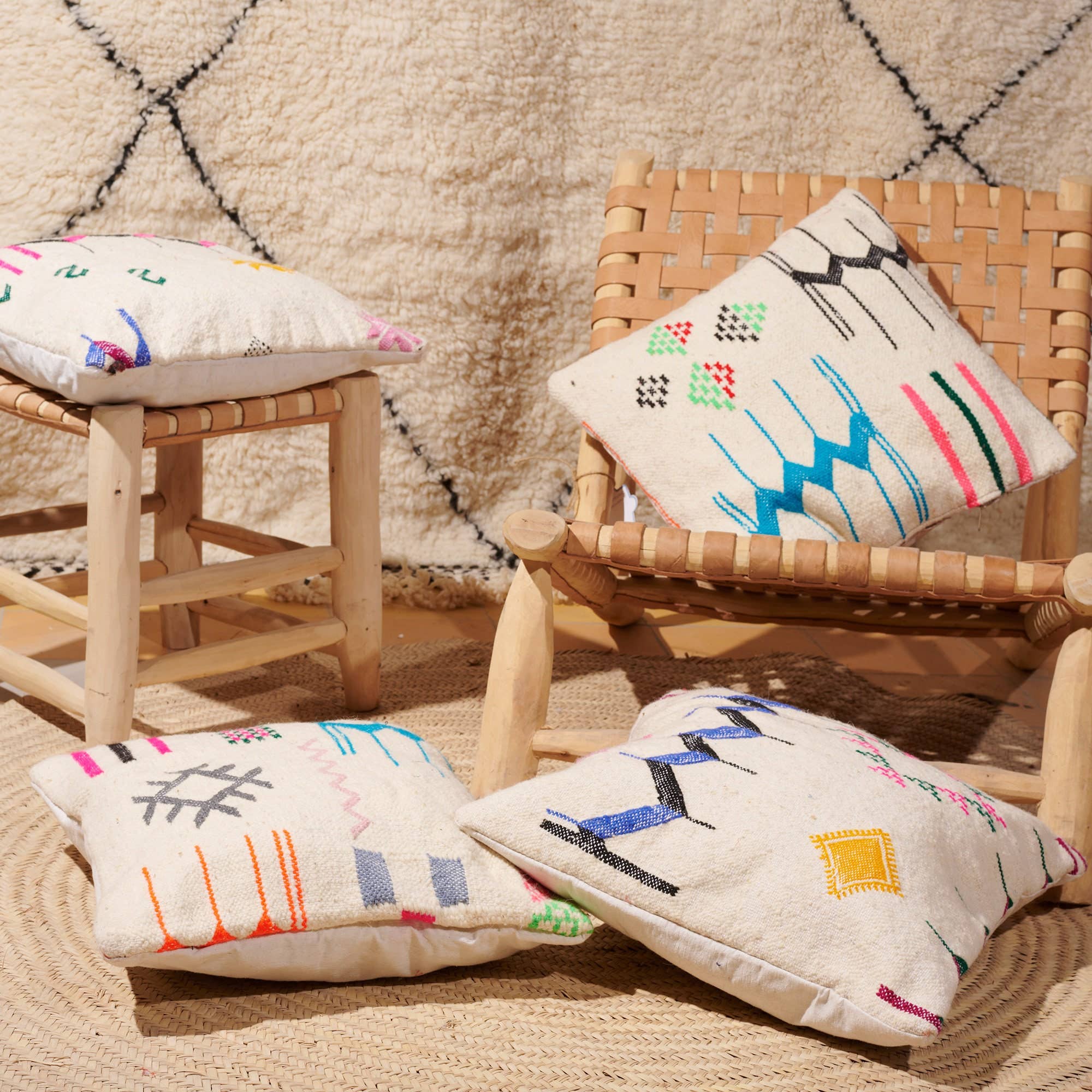 Yemma Goods - Wholesale Throw/Decorative Pillow - Set Of 4 Handmade Beni Ourain Wool Moroccan Berber Pillows1