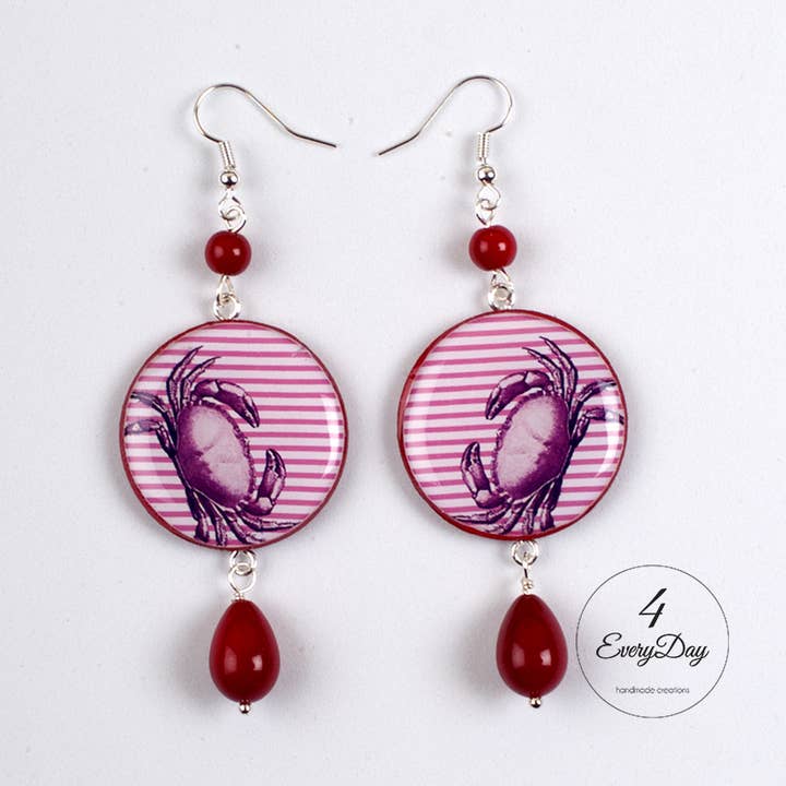 Earrings: Cancer red for wholesale by 4everyday Handmade